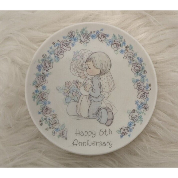 VINTAGE 1992 Precious Moments Enesco 5th Anniversary 4" Collector Plate - Picture 1 of 3